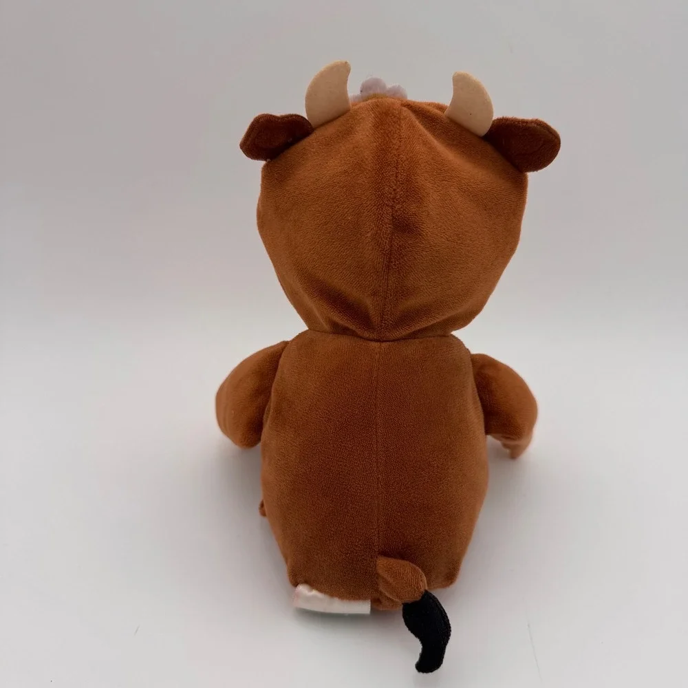 Cabbage Patch Kids Cuties Cow Plush Doll Brown Yellow Costume Green‎ Eyes